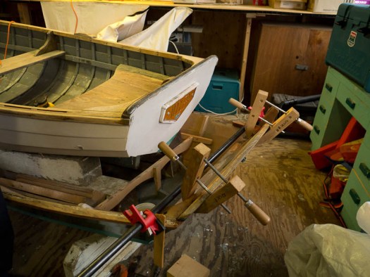 Repairs to the Sam Mac transom.